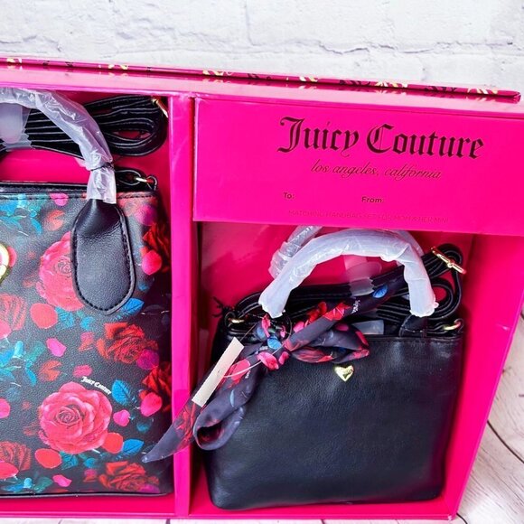 NWT JUICY COUTURE MATCHING ROSE HANDBAG SET MOM & HER MINI PURSES BOX SET - Picture 3 of 6